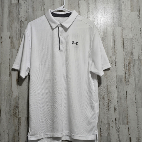 Under Armour Golf Tech Pro White Graphite Loose Fit Short Sleeve Polo Shirt  XL - Picture 1 of 6